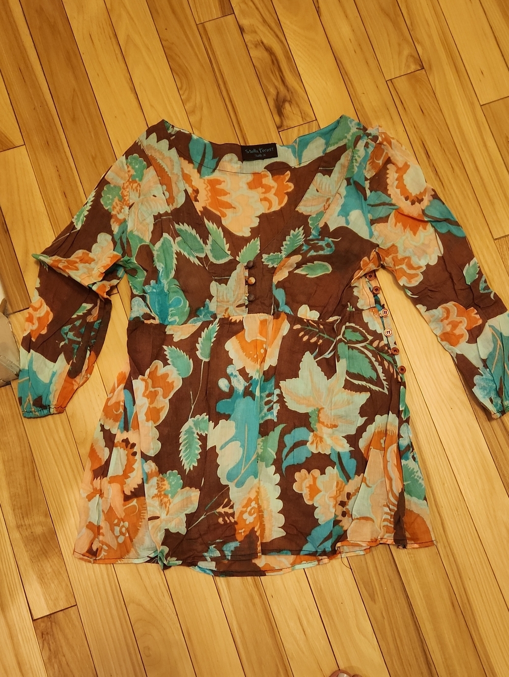 Stella Forest Floral Brown Multi Tunic Top